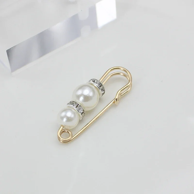 3.8CM Big Small Pearls Beads Fashion Clothing Brooches for Women Lapel Safety Sweater Coat Dress Pins Badge Buckle Accessories