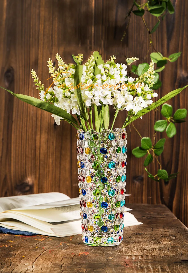 CEMABT Vasi in vetro per fiori, vasi moderni ispessiti da 1,5 kg, per tavoli, centrotavola, vaso per la decorazione della casa, cristallo, colorato, vintage e trasparente, grandi vasi regalo di Natale