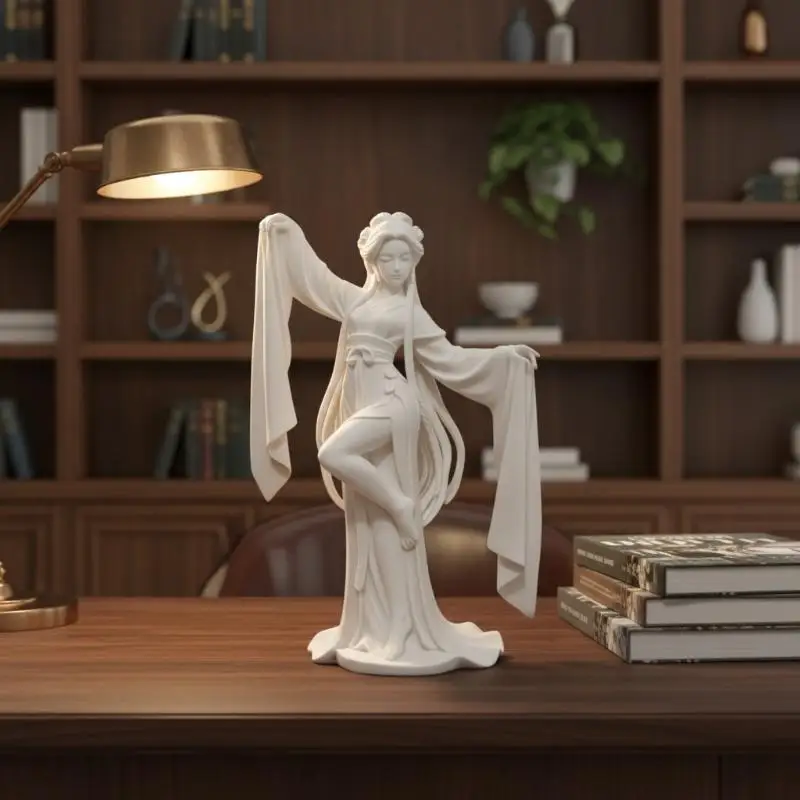 3D Printed Chinese Water Sleeve Dance Sculpture Elegant Classical Dancer Figurine Oriental Art Desktop Decor Art Collector Gifts