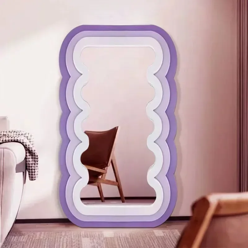 

Wavy Aesthetic Decorative Mirror Full Body Irregular Bedroom Decorative Mirror Standing Espelhos Decoration Living Room YY50JZ