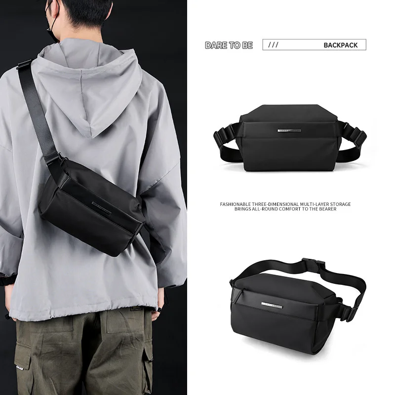 Fashion Solid Color Men Waist Packs 2024 New High Quality Waterproof Nylon Crossbody Bags Casual Sport Storage Chest Bag Pocket