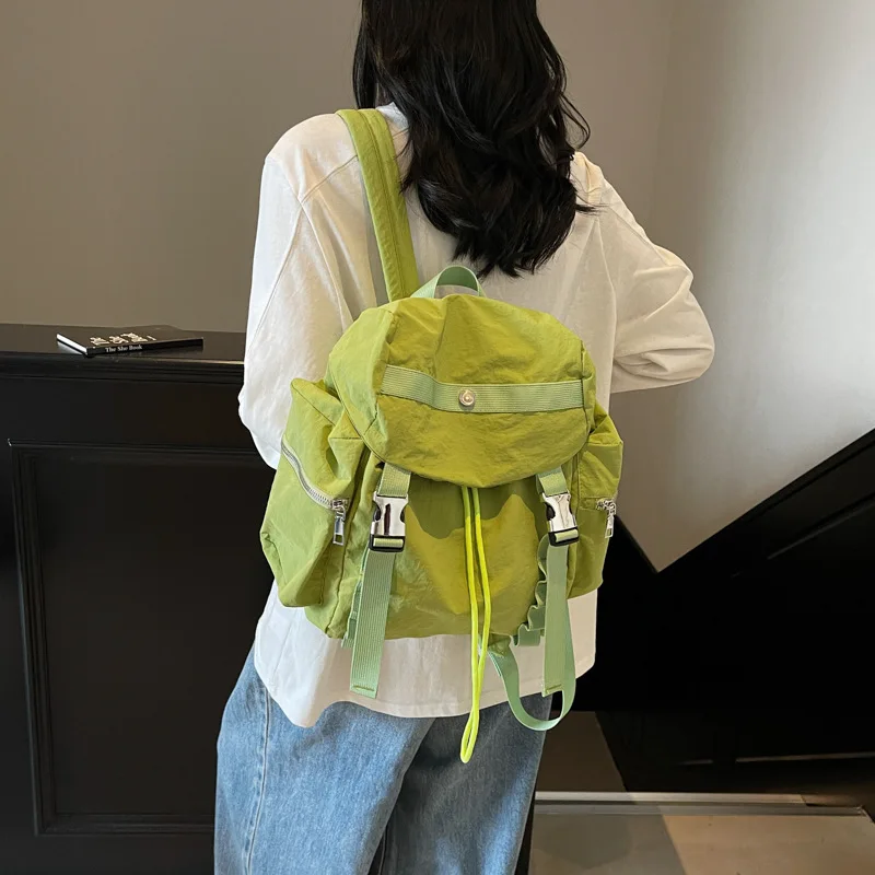 Fashion Versatile Women Drawstring Shoulder Bags Outdoor Sports Travel Ladies Backpack Casual College Female Nylon Handbags Tote