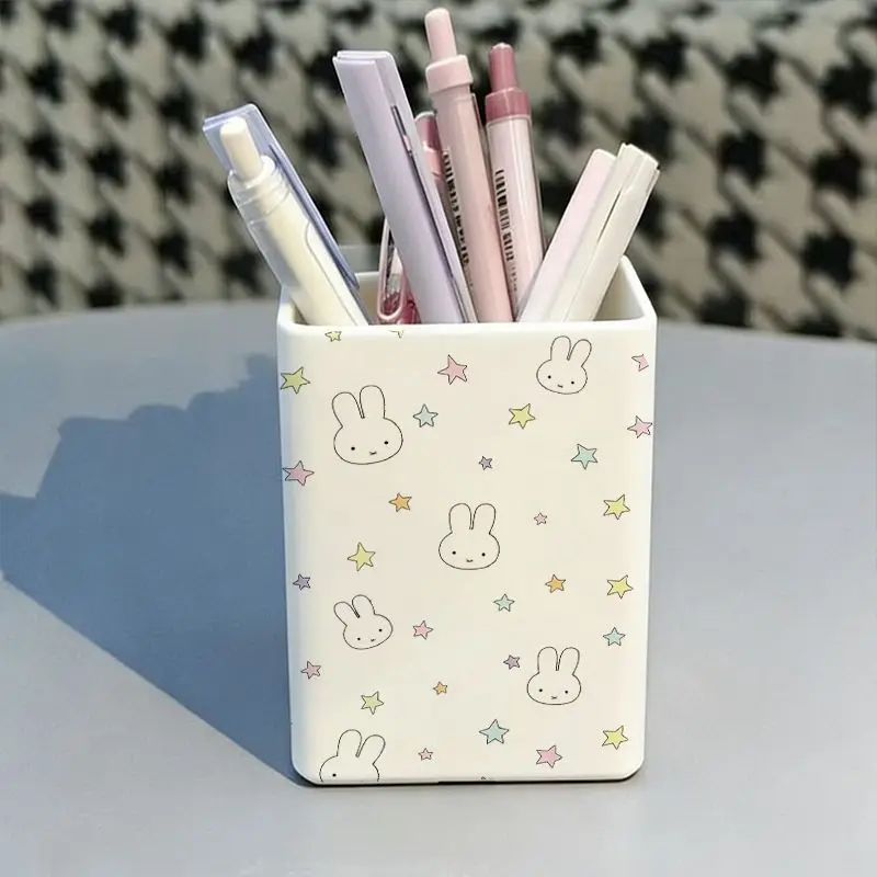New Miffy Rabbit desktop pen holder creative cartoon stationery ruler storage box multi-functional cosmetic brush storage bucket view 4