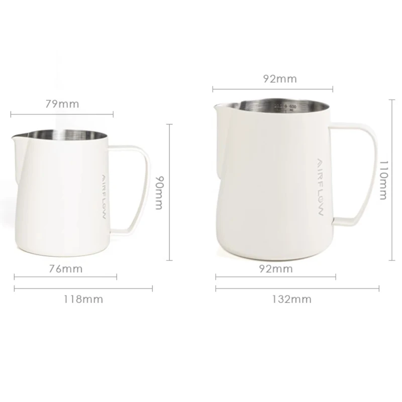 13.7/20.5oz Stainless Steel Milk Frothing Pitcher Pointed Mouth Milk Jug   Coffee Latte Art Cup Steaming Pitcher with Scale