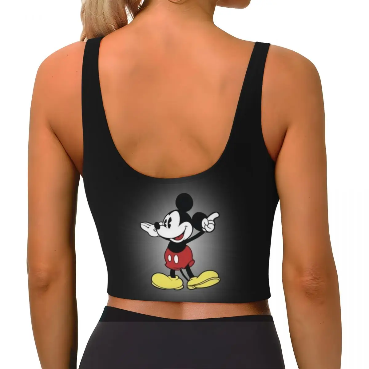 Custom Mickey Mouse Workout Crop Tank Tops Women Seamless Running Yoga Sports Bras