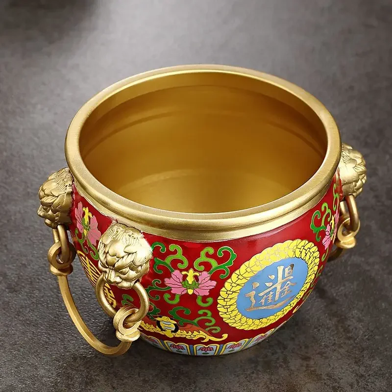 Pure copper lion head tea Chinese retro brass kung fu tea set accessories