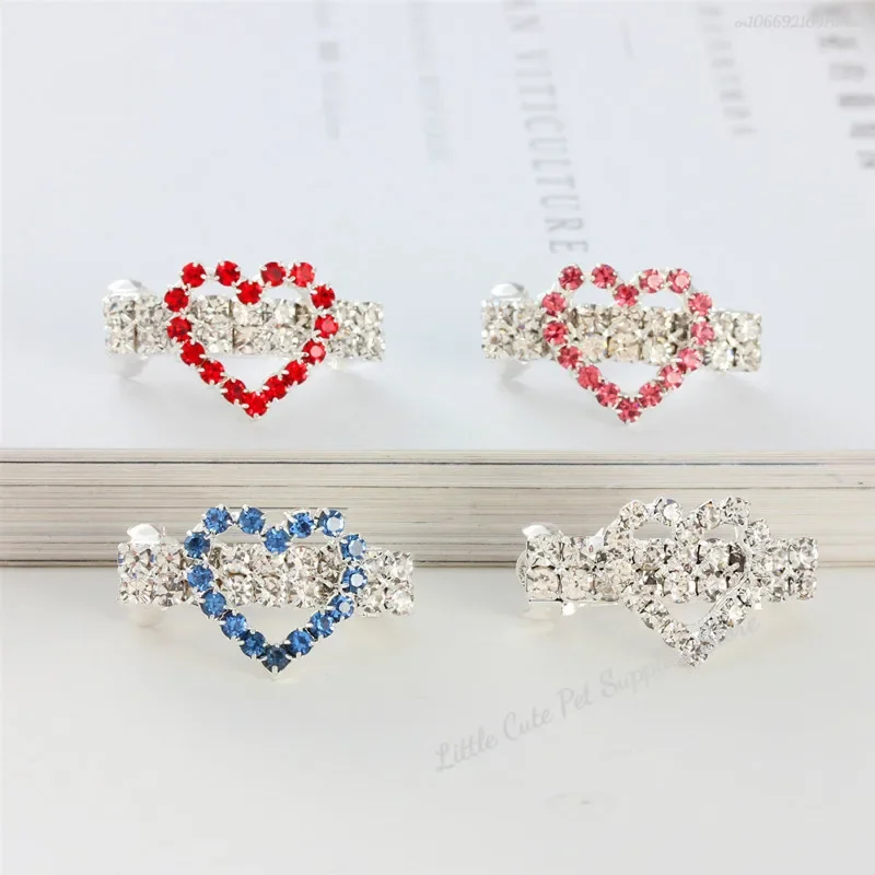 Fashion Crystal Rhinestone Dog Hair Clip Crown Accessories Pet Grooming for Puppy Cats Pet Hairpins Dog Multicolor Cat Headwear