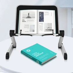 Foldable Reading Book Stand Holder with Paper Clips Bookcase Stand 360 Degree Adjustable Desk Textbook Stand Support