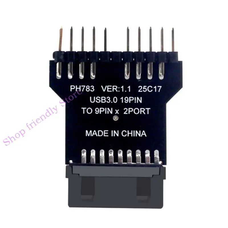 

594A USB3.0 Splitter 19Pin to Double 9Pin Header For Cooling Peripherals Connection