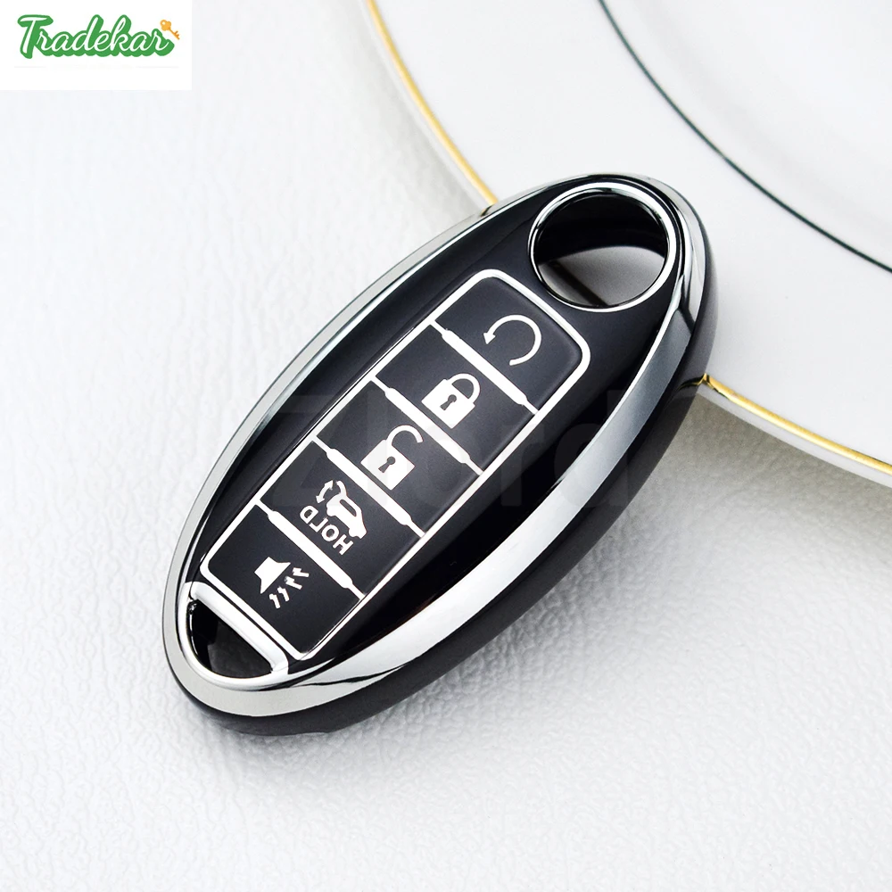 Silver Edge 5 Buttons TPU dla Nissan Patrol Y62 Rouge Maxima Altima Sentra Murano 2019 2020 Etui ochronne na zdalny kluczyk samochodowy