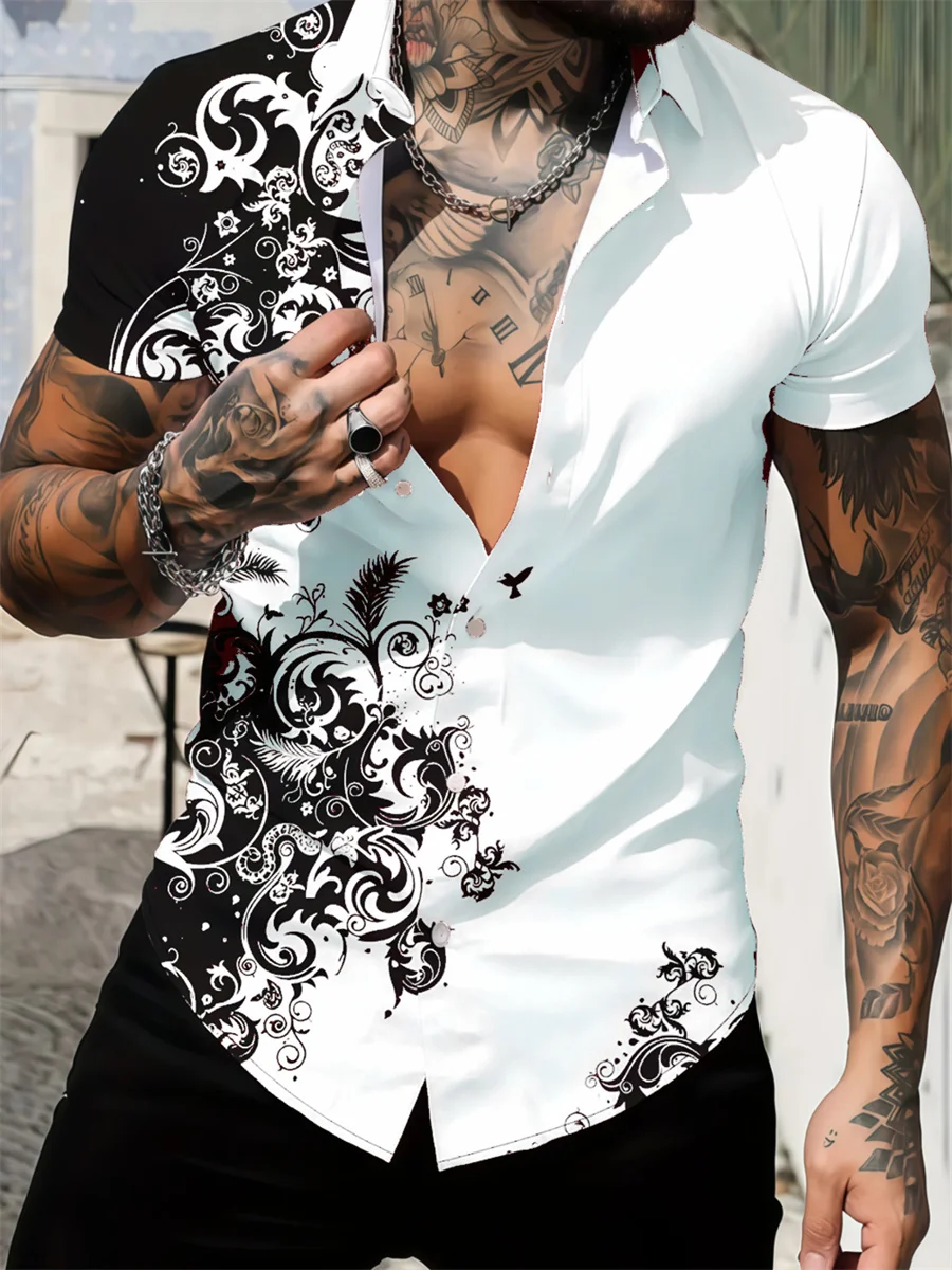 

2025 new men's shirt fashion pattern 3D printing HD printing Hawaiian shirt outdoor beach vacation men's top comfortable fabric