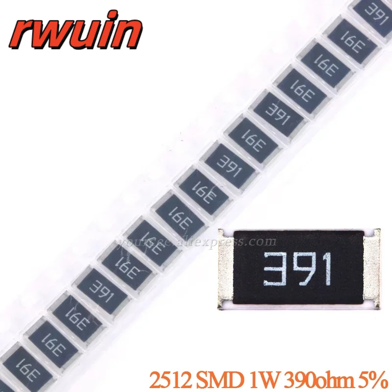 

100pcs/10pcs 390ohm 2512 Chip Resistor SMD Resistance 1W 390 ohm 390R 391 5% Resistance
