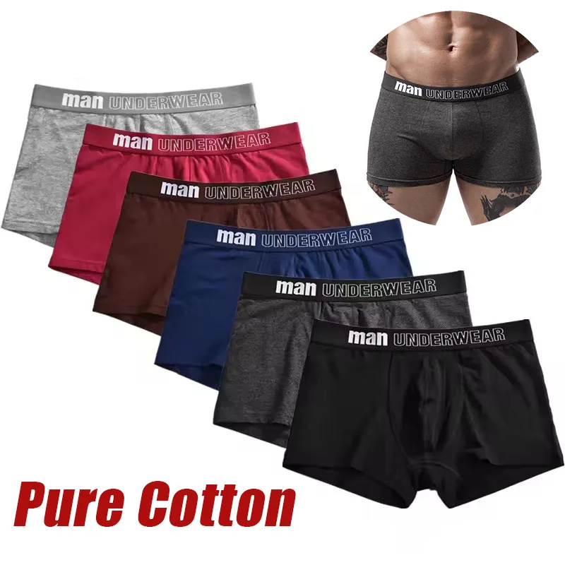 6Pcs High-quality Combed Cotton Mens Underpants Man Underwear U-convex Design Boxer Men Shorts Breathable Solid Underwear Boxer