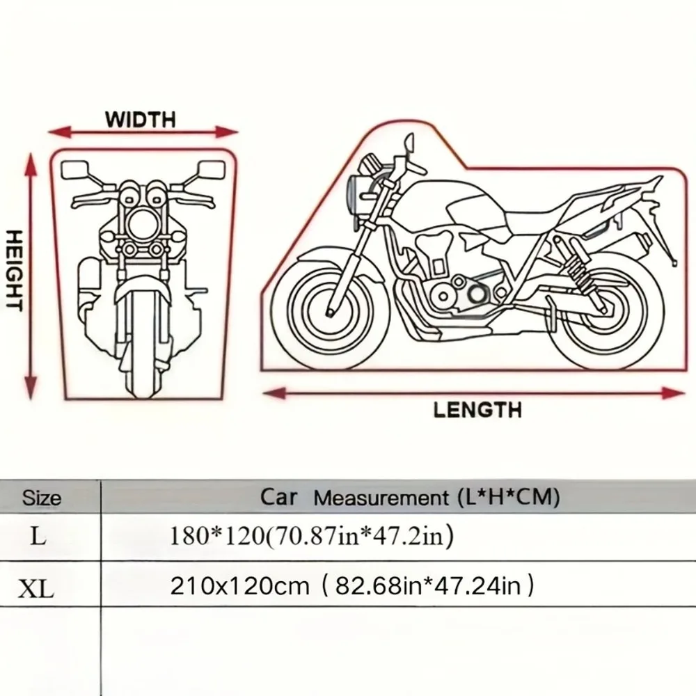 Universal Motorcycle Cover Outdoor Waterproof Sun Protection, Snow Dust Rain Proof All Weather Motorbike Protector for Honda