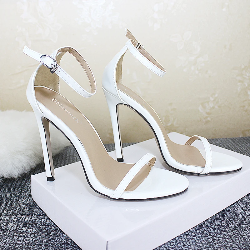 Sexy Women Pumps Gold Silver Women High Heels Peep Toe Sandals With Buckle Wedding Shoes Stiletto Female Plus Size 11cm