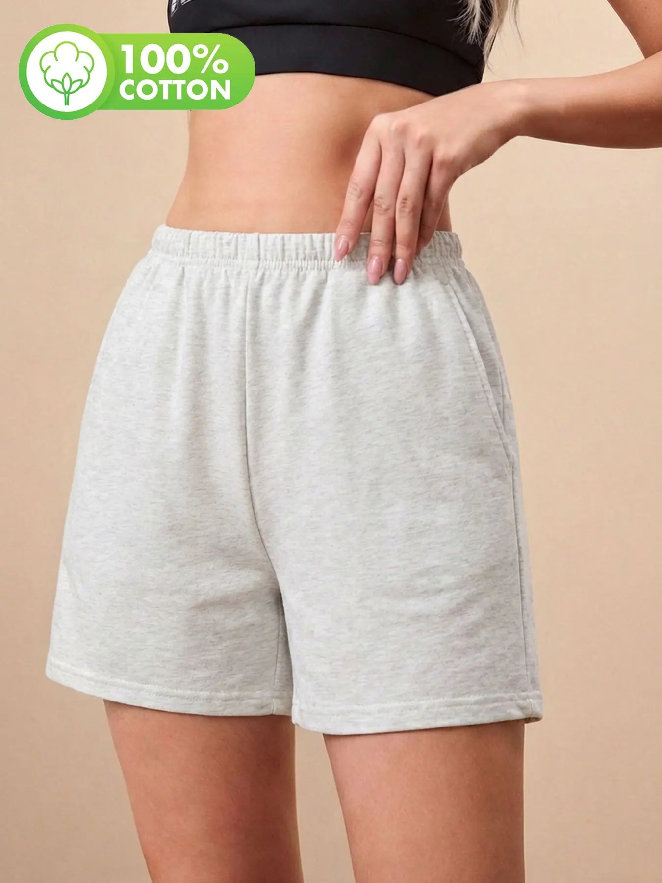

Spring/Summer Women's Shorts Black Cotton Casual Versatile Pants Solid Color Versatile High Waist Shorts