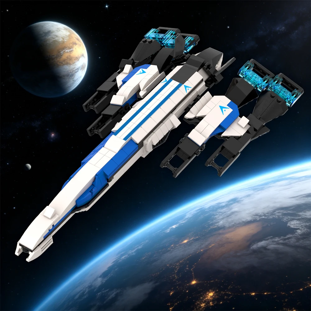 Popular Space Sci-Fi Spaceship Starship Model Building Blocks Set ，Creative Design DIY Assembly Toy Gift,Fans Gift