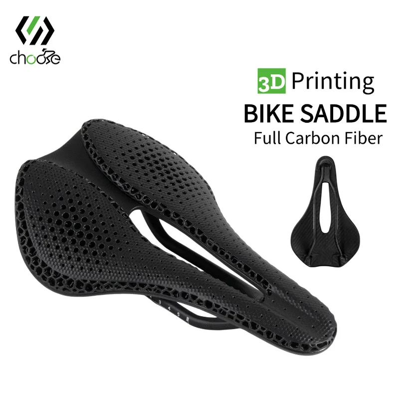 

CNC carbon fiber bicycle seat cushion 3D printed road mountain bike saddle hollow breathable comfortable racing seat