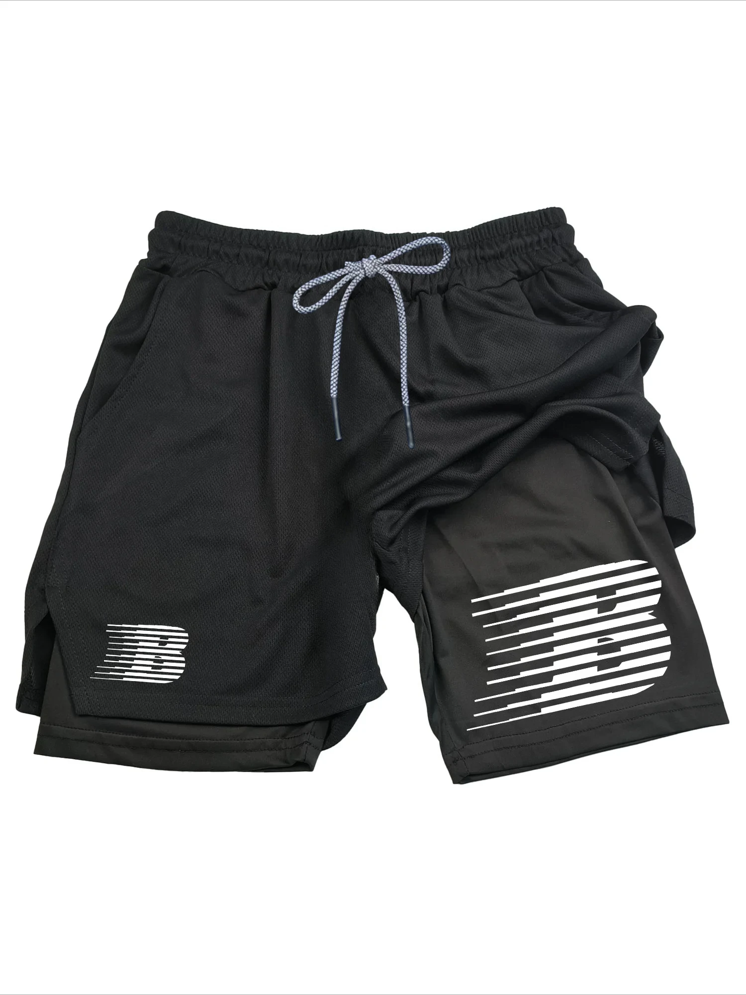 

New trend men's multifunctional sports shorts spring/summer 2026 2-in-1 quick drying running gym double-layer fashionable shorts