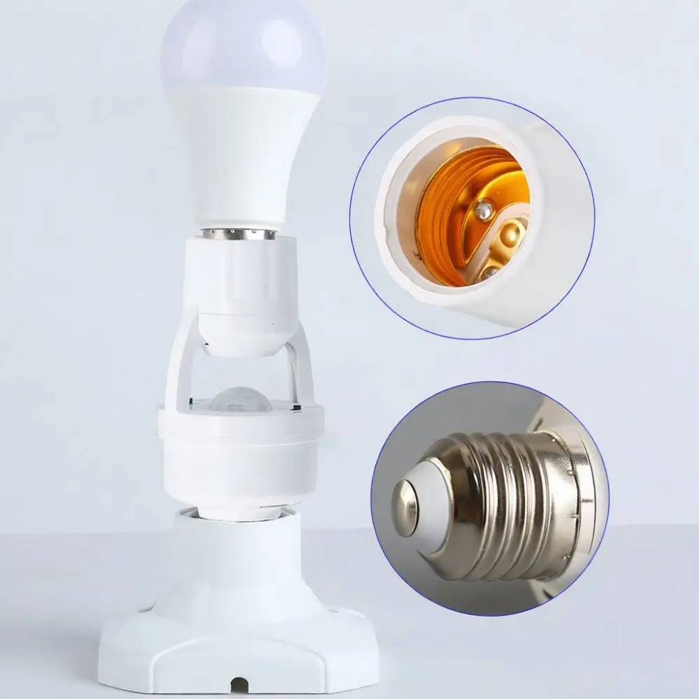 Adjustable Radar Induction Lamp Holder E27 Base Converter Smart Motion Activated Light Socket For Indoor Hallway Garage Use