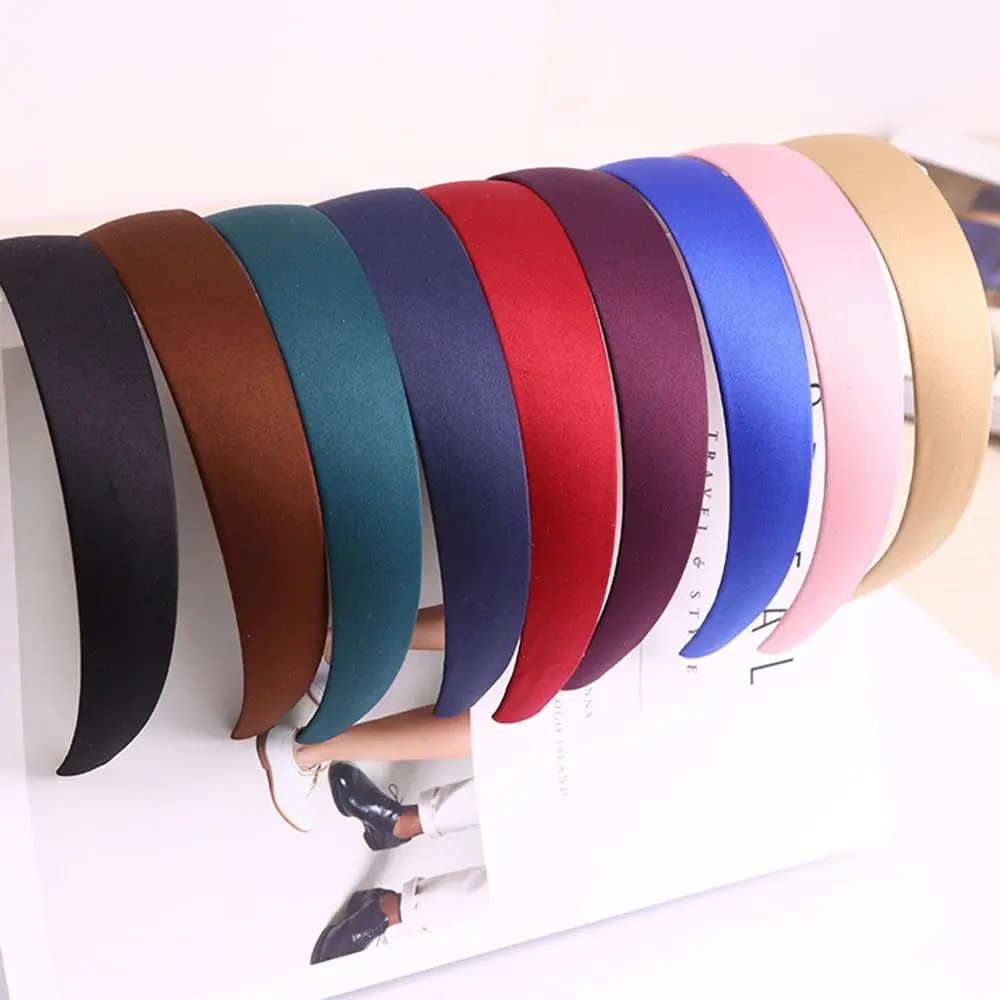 Ladies Wide 3Cm Satin Headband Hair Head Band Alice Band Plain Hairband