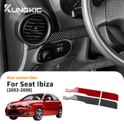 For Seat Ibiza 6l 2003 2004 2005 2006 2007 2008 Car Main Driver Strip Real Soft Carbon Fiber Sticker Interior LHD Accessories