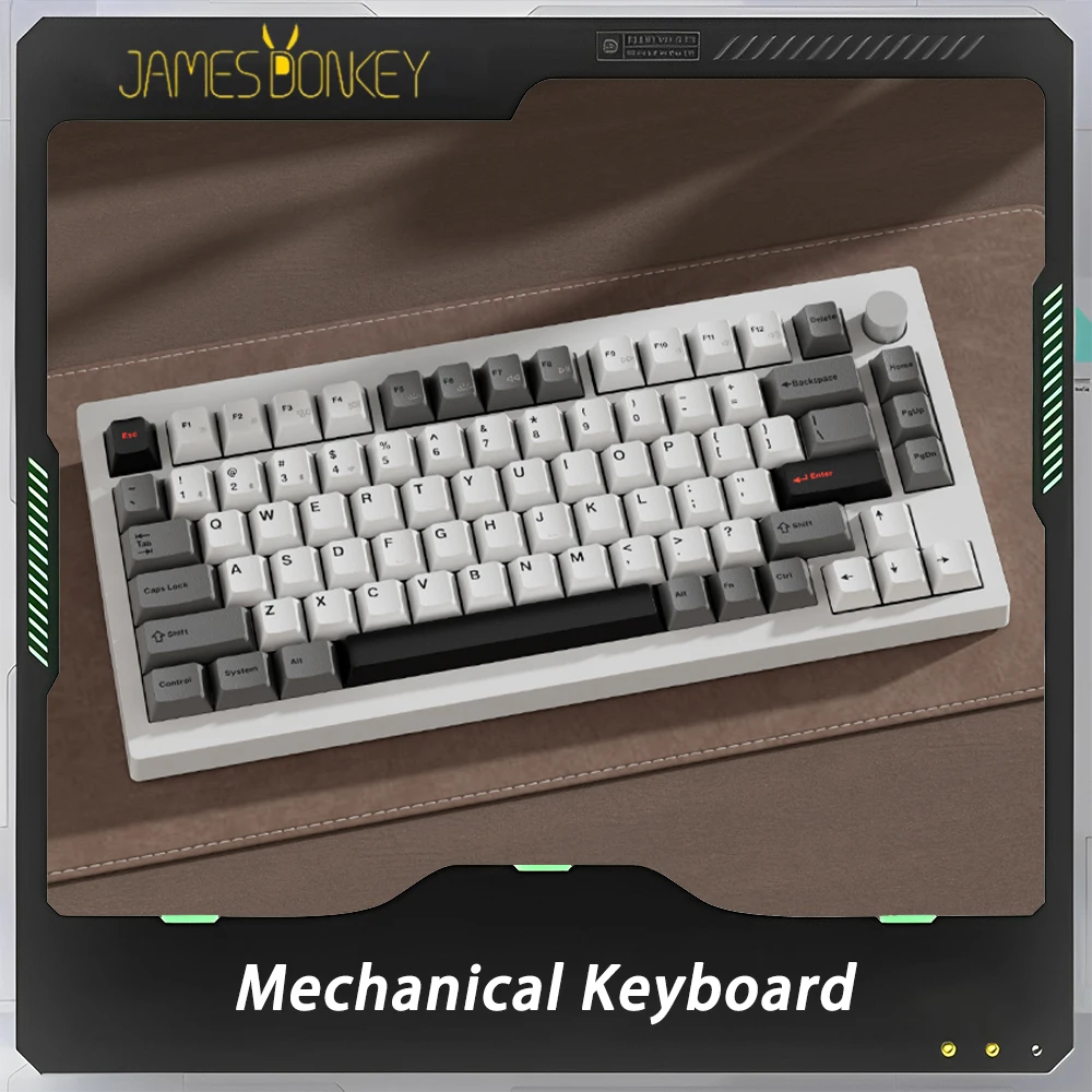 

JamesDonkey A3 3.0 Mechanical Keyboard Three Mode Multifunctional Knob Gaming Keyboard RGB Hot Swap Gasket Pro 75% PC Gamer Mac