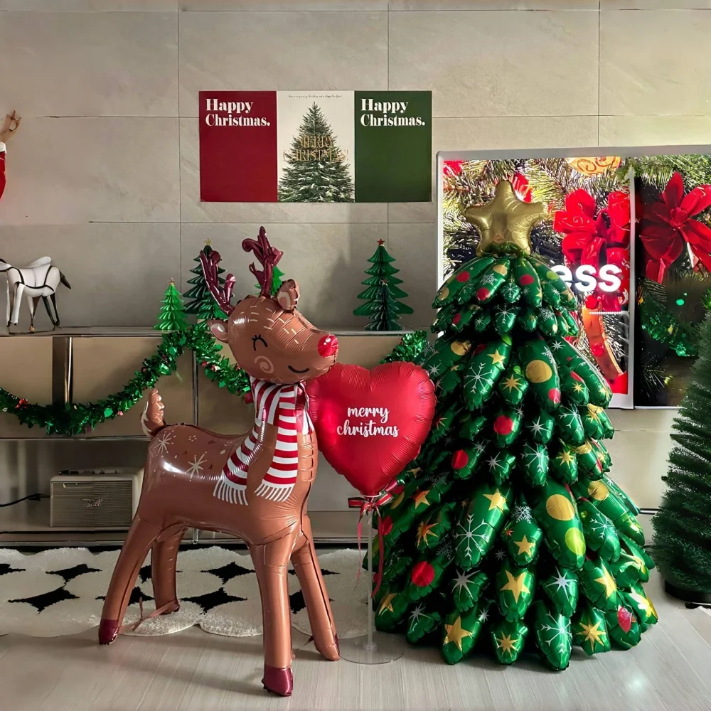 2025 Weihnachtsschal, Elch-Luftballons, stehend, Hirsch, Folienballon, Weihnachtsdekoration für Zuhause, Kinder, Geschenke, Neujahrsparty, Globos – Detail 7