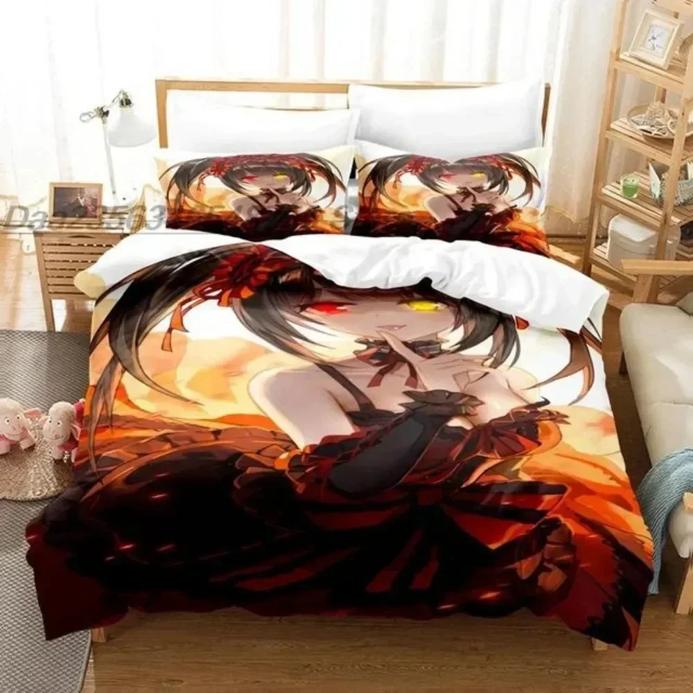 

Anime Date A Live Kurumi Tokisaki Comfortable Duvet Quilt Cover Pillowcase Bedding Set Children Bedroom Decoration Home Textile