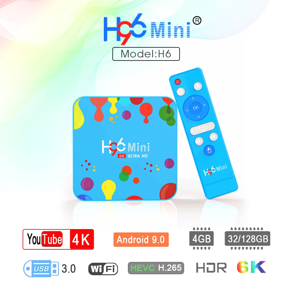 H96 MINI Android 9.0 TV Box 4GB RAM 128GB ROM Allwinner H616 2.4G/5G WiFi BT4.0 6K HD مشغل الوسائط فك التشفير