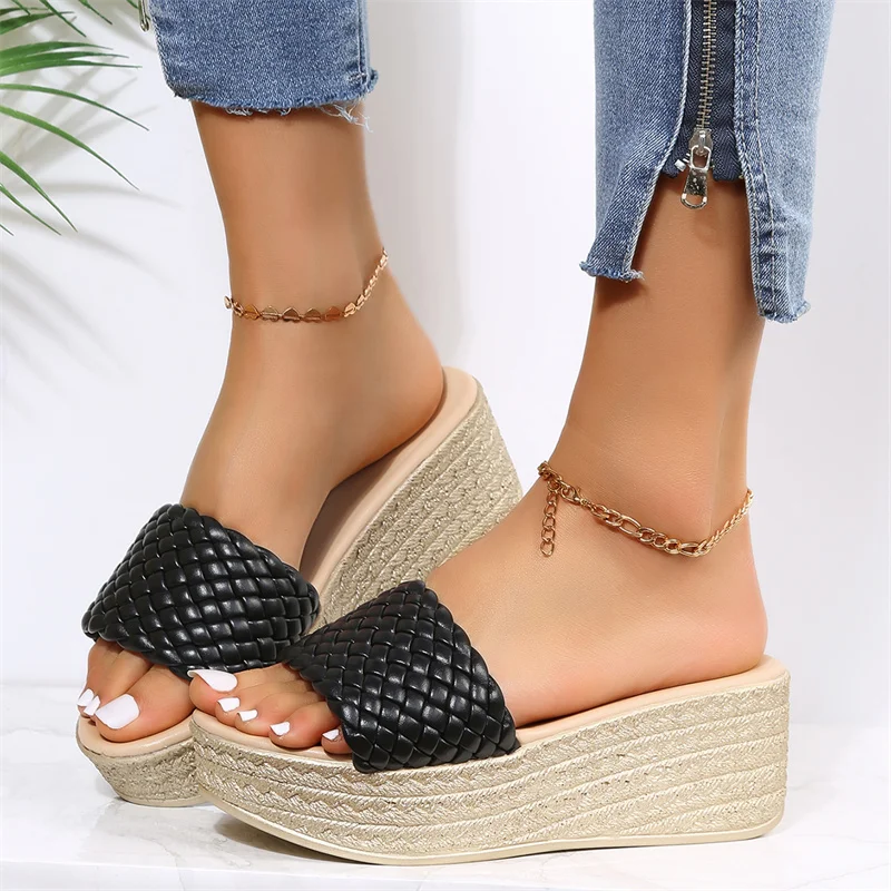 Summer Round Toe and Comfortable Fish Mouth Wedge Platform Shoes Solid Color Fashion Sexy Women\'s Sandals Zapatos De Mujer