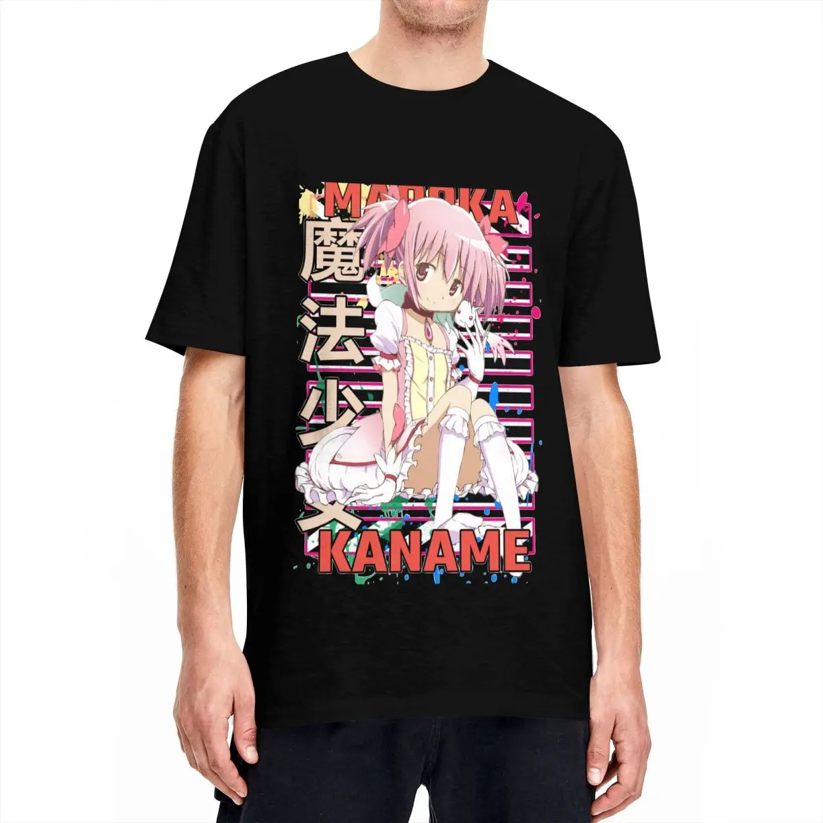 Streetwear Madoka Kaname Puella Magi Madoka Magica T-Shirt Men's Cotton Short Sleeve O-neck Tops Shirts