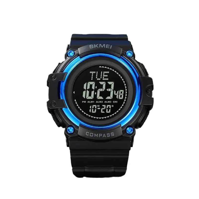 SkmeiМногофункциональные спортивные часы на открытом воздухе, студенческие водонепроницаемые светящиеся электронные часы, мужские электронные часы с компасом