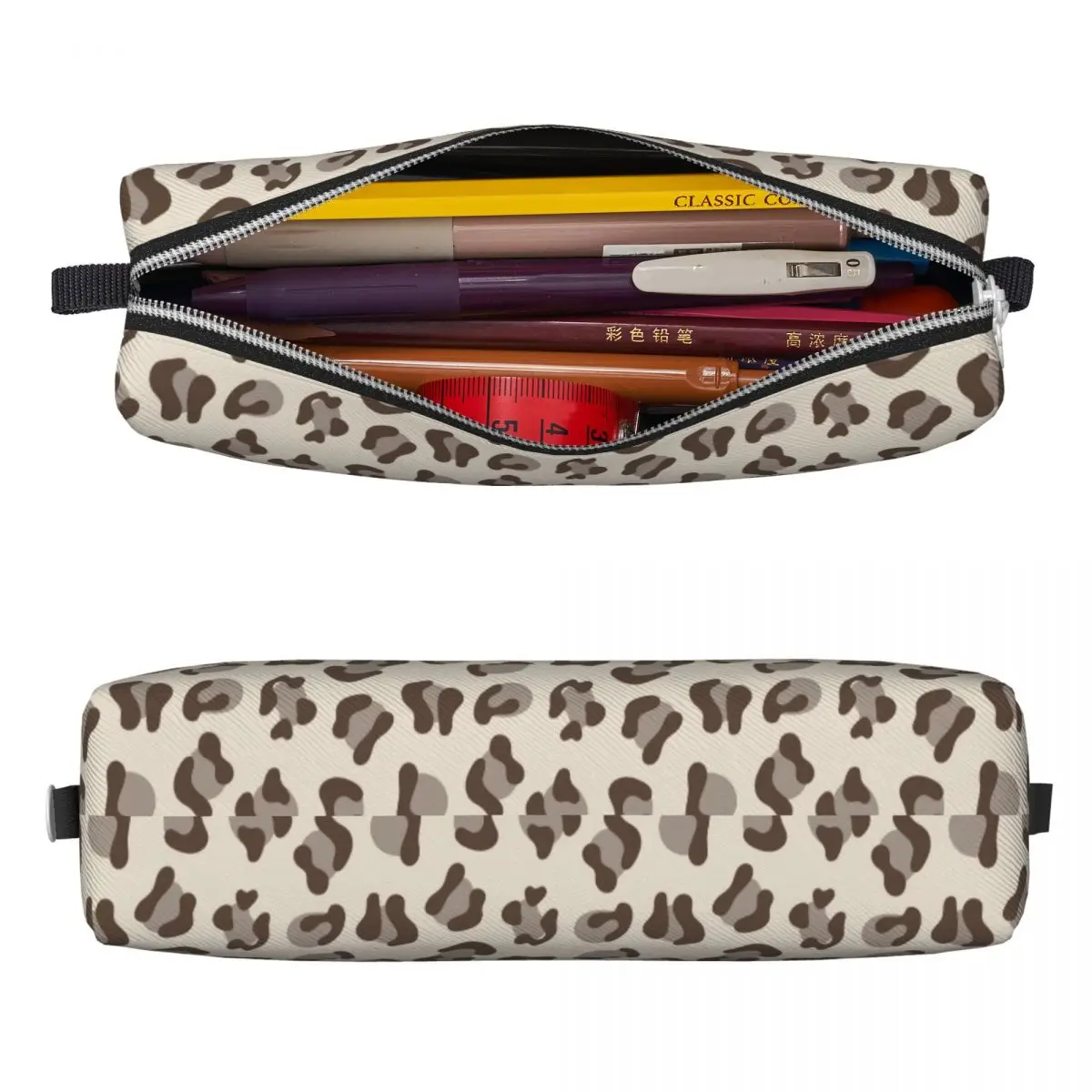 Animal Print Leopard Pencil Case Pencilcases Pen Box Kids Large Storage Bag School Supplies Zipper Stationery