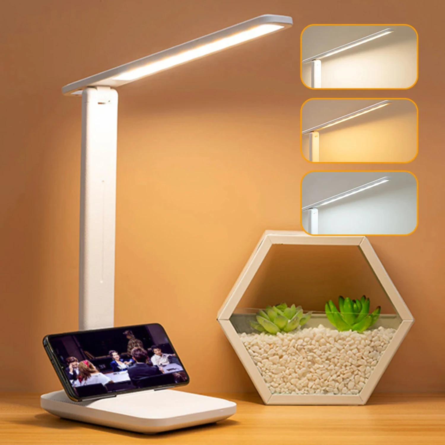 Folding Table Lamp Eye Protection Touch Dimmable LED Lamp Bedroom Reading USB Rechargeable Table Lamp