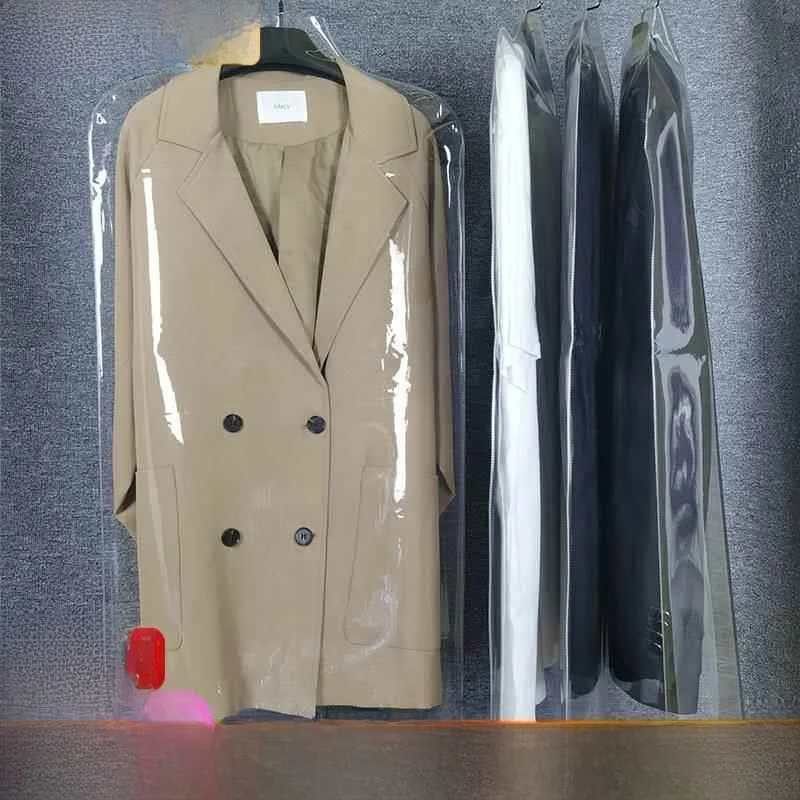 

Плотный пластиковый пылезащитный чехол для пальто и костюмов, защитный мешок для верхней одежды, высокопрозрачный получехол для одежды...