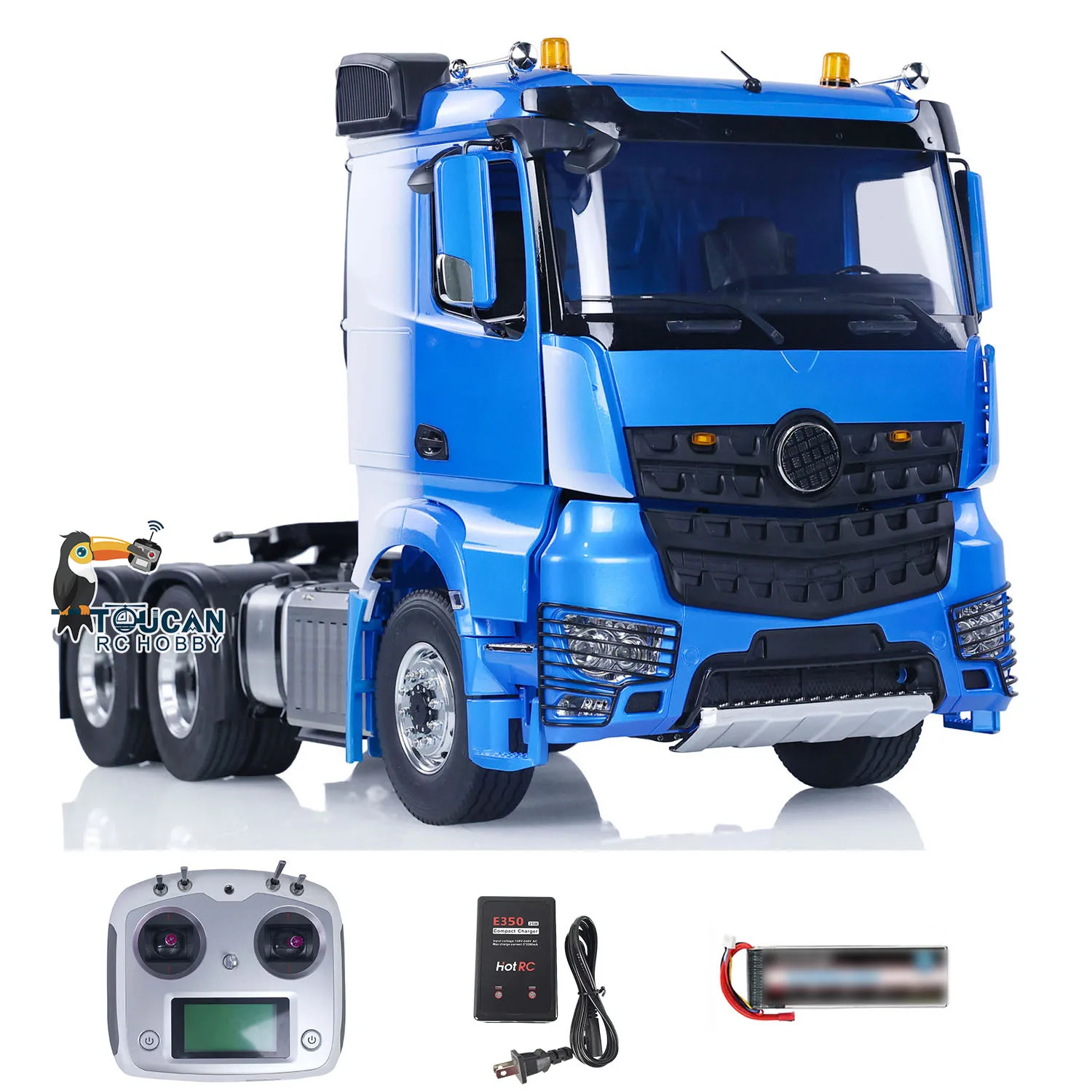 1/14 LESU 6x6 RC Tractor Truck Wireless Control DIY Car RTR Model FlySky I6S Metal Chassis Sounds Light 2-Speed Gearbox THZH1678