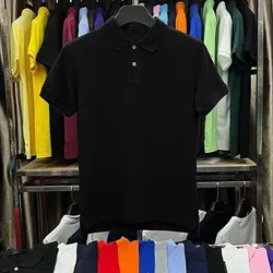 Polo informal de negocios para hombre, camiseta de solapa sólida, Tops ajustados de alta calidad, 100% algodón