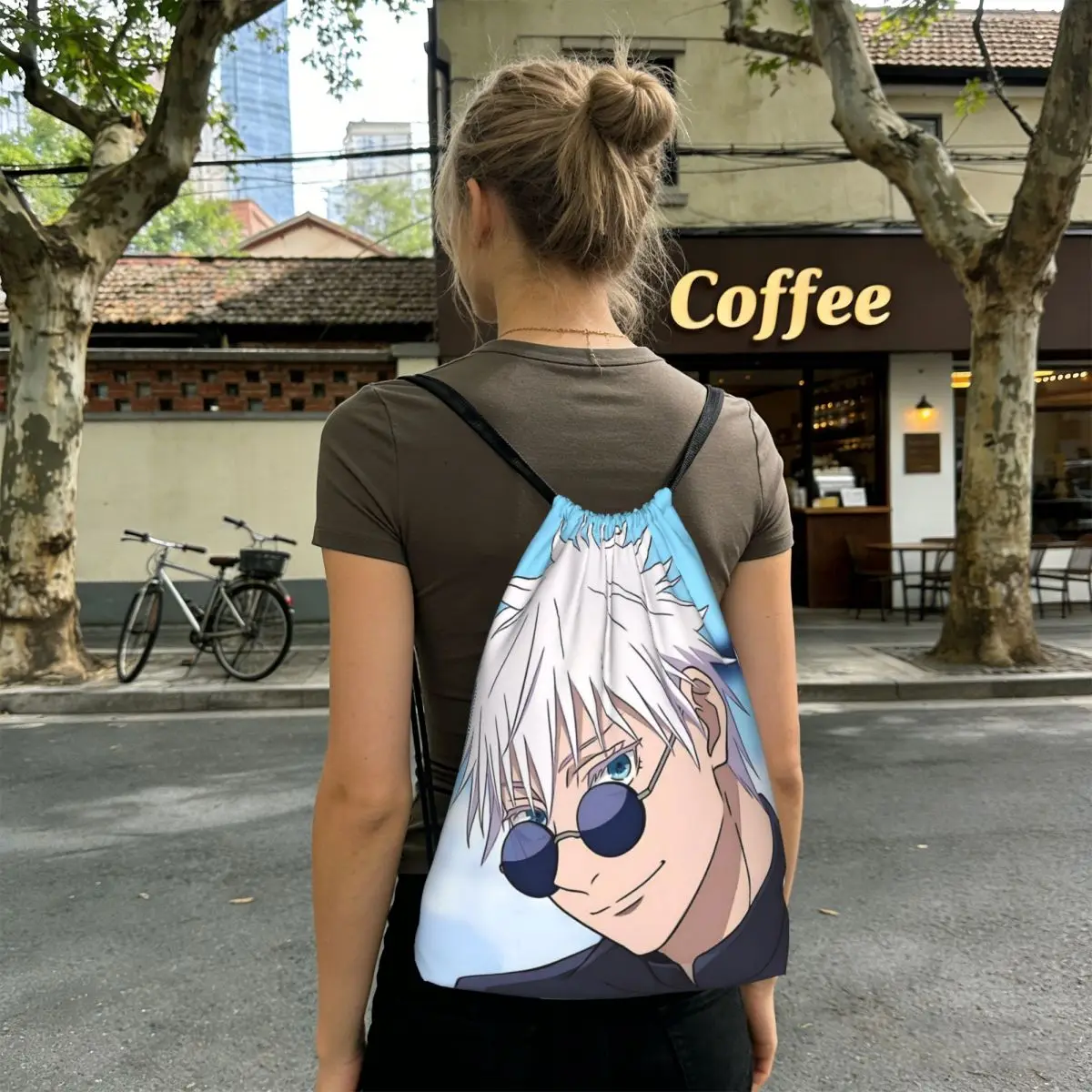 Satoru Gojo Anime Jujutsu Kaisen Backpacks Multi-function Drawstring Bags Sports Bag Book Bags for Man Woman School