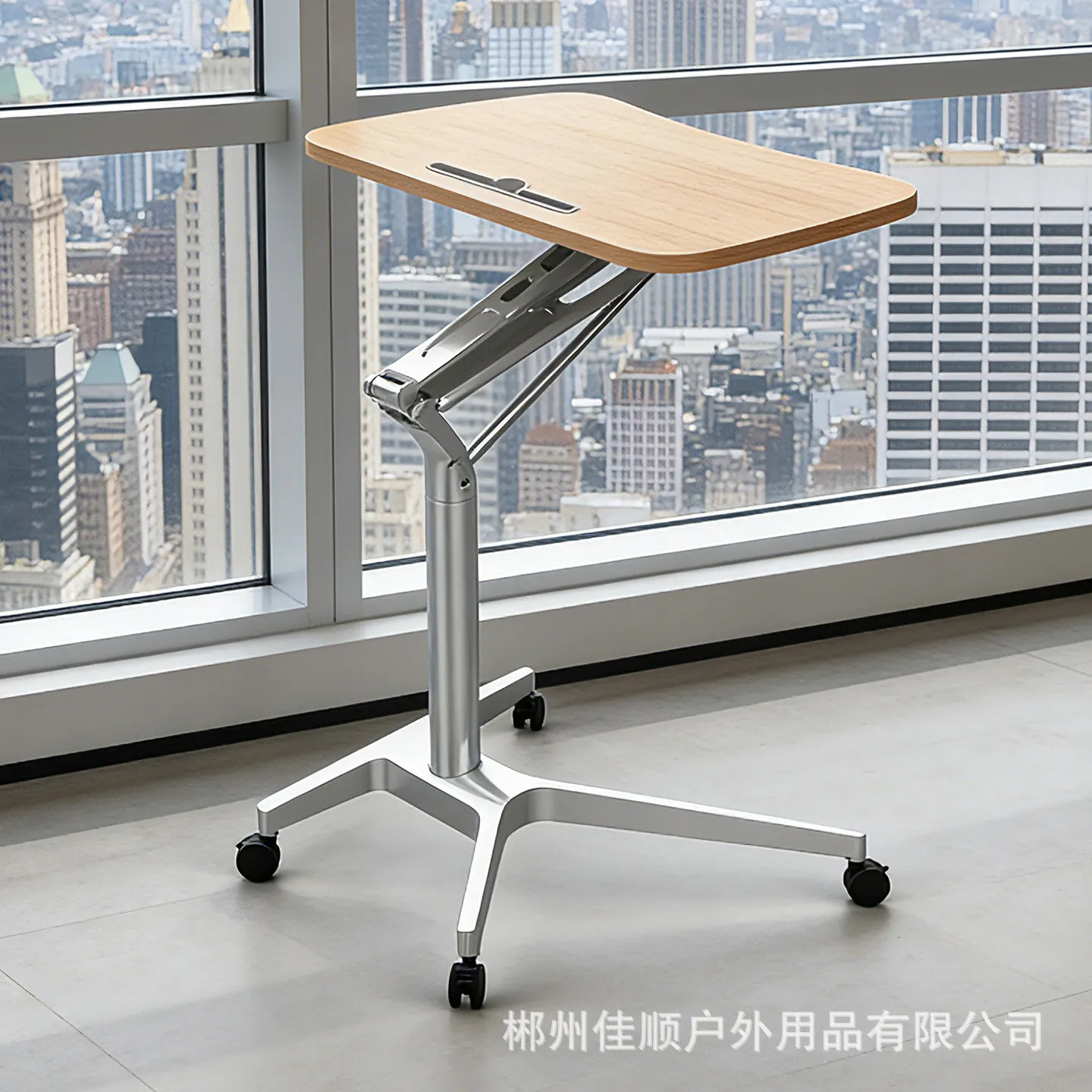 HYS office standing artifact one-button pneumatic lift with roller office bedside dual-purpose small table movable pneumatic