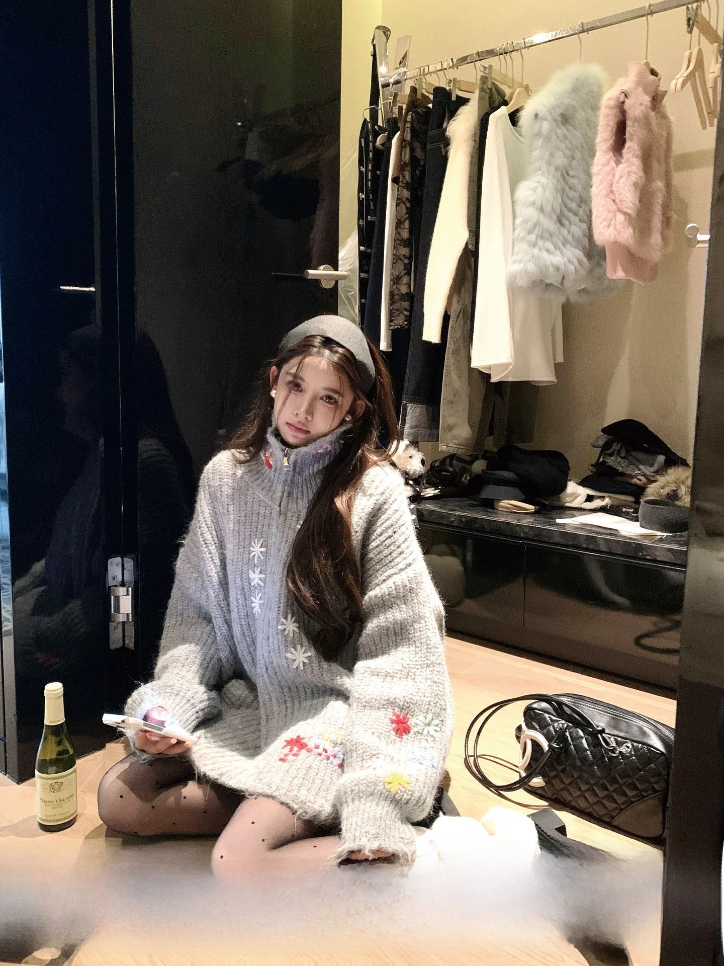 

Okaaay Mis Candy Oversized High Ne Knitted Cardigan Autumn Winter Lazy Loose Stitching Long Sve Zipper Closure Sweater