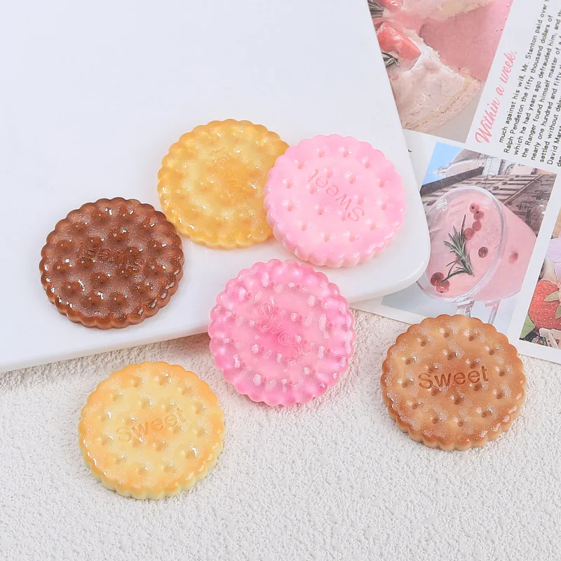 5pcs/lot Cute Soda Biscuits Resin Cabochons Fake Food DIY Craft Miniature Dollhouse Accessories Phone Case Decor