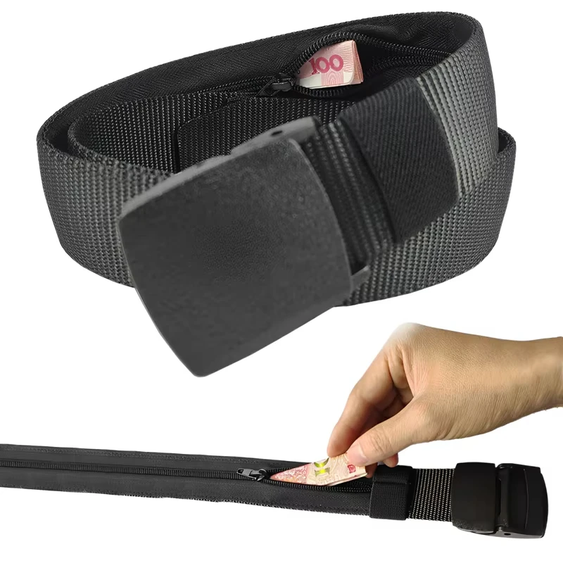 Travel Cash Anti Theft Belt Waist Bag Women Portable Hidden Money Strap Belt Wallet Waist Pack Men Secret Hiding Belt 130cm