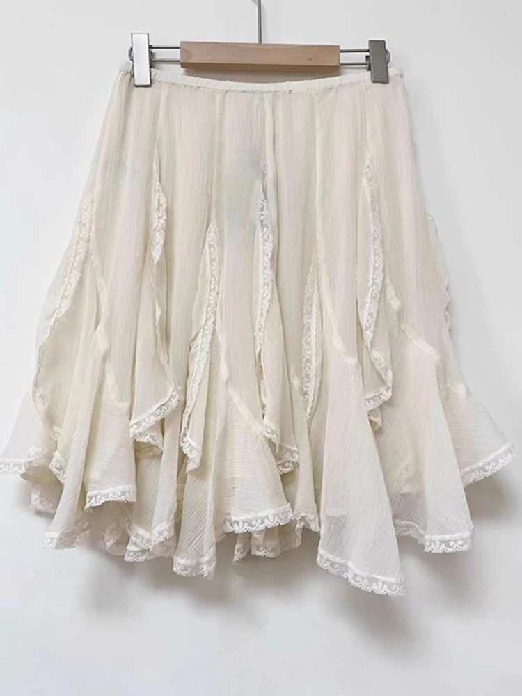 Lace Half Skirt Women's New Style Autumn Winter Irregular Tulle Skirt Curtain Butt Covering Short Skirt Commute Korean Version
