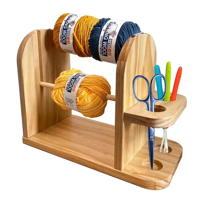 

Wooden Yarn Holder Crochet Yarn Rack Twizzter Portable Yarn Rack Large Capacity Yarn Spindle Feeder With Side Organizer For Hats