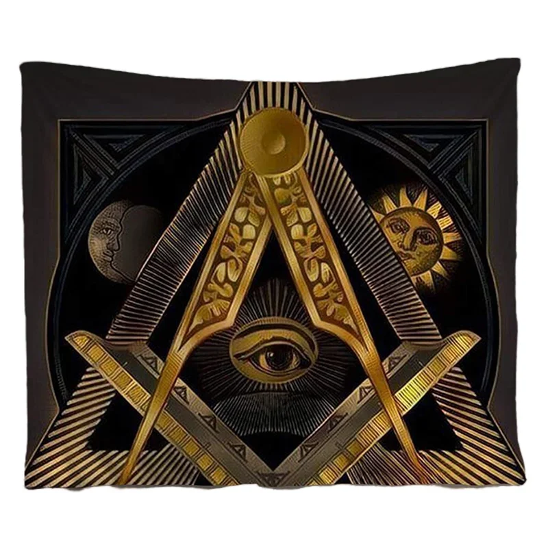 

Psychedelic Eye Freemason Logo Sun Moon Design Tapestries Wall Hanging Home Decoration