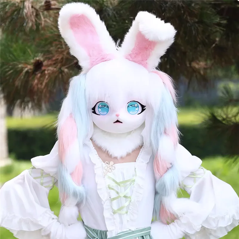Dernières fourrure Kig Fursuit Kigurumi casque fourrure Cosplay patte tête Base Comiket Animal chat lapin poupée bête masque Cosplay accessoire enfant