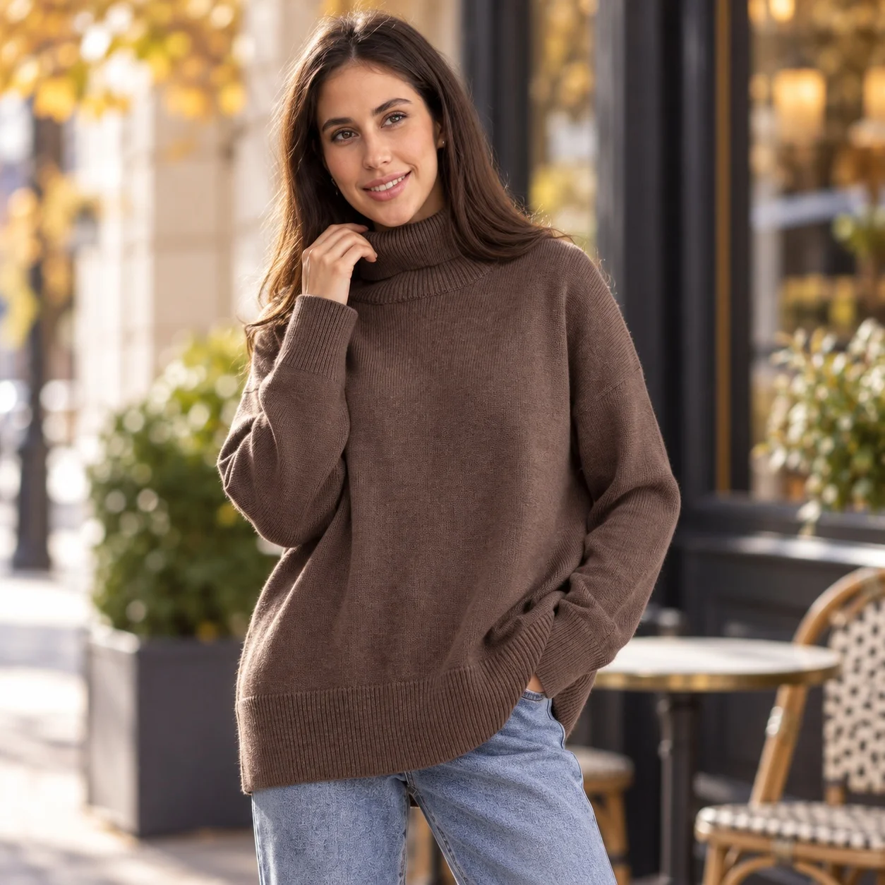 Pullover Turtleneck Sweater with Regular Length Casual Fit Long Sleeve Women Sweater Heat Set Finish Medium Weight Single