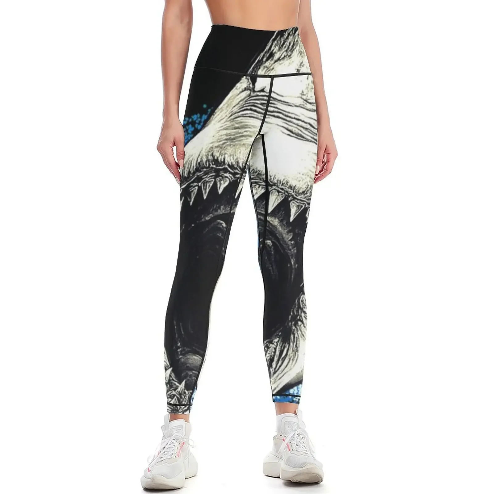 

Shark Leggings sports tennis for Fitness woman flared high waist Womens Leggings