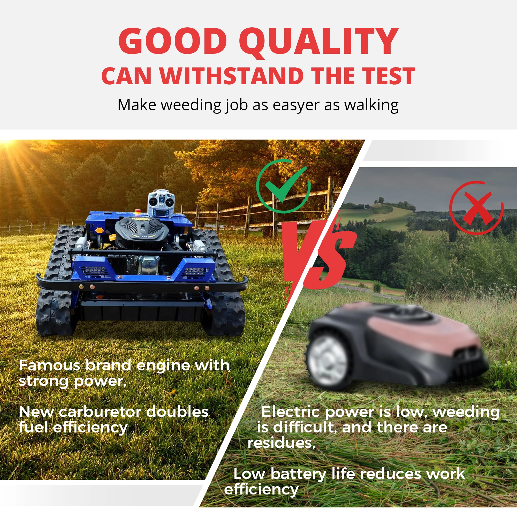 AWY-550 Smart Remote Lawn Mower, 170KG Heavy Machine, 45° Climb Capability, Long Runtime, CE Certified